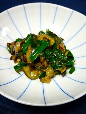 簡単副菜!ニラと茄子の胡麻味噌炒め